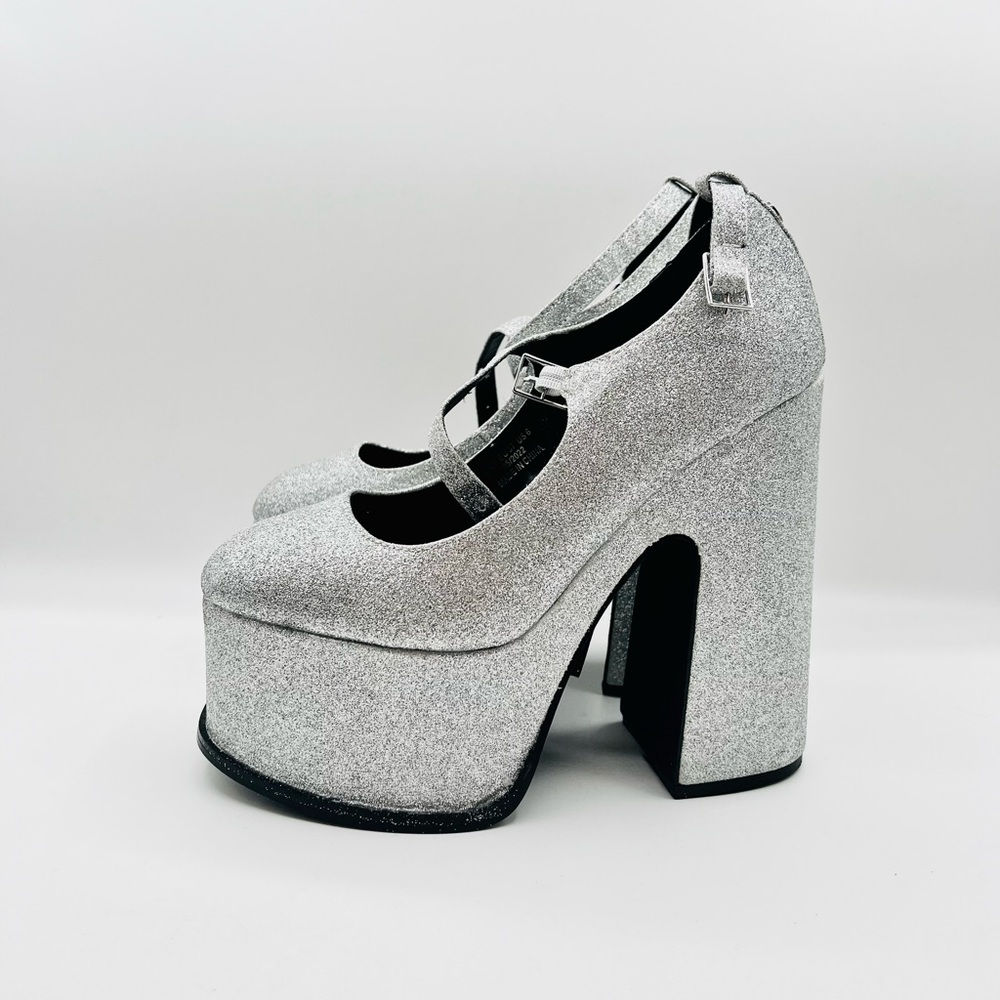 Shellys London Silver Glitter Platform Shoes - image 1